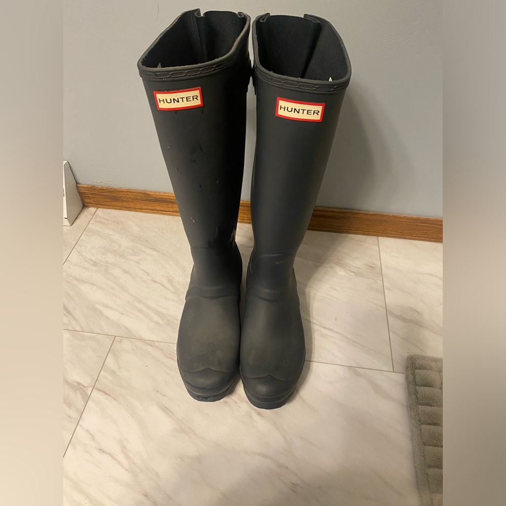 Navy Blue Adjustable Hunter Rain Boots